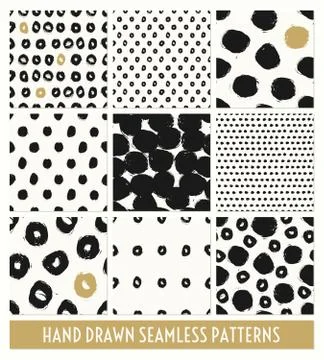 Hand Painted Seamless Patterns Collection Illustrazione stock
