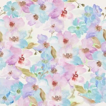 Hand painted seamless watercolor pattern with pastel  flower. Vector EPS. Stock Illustration
