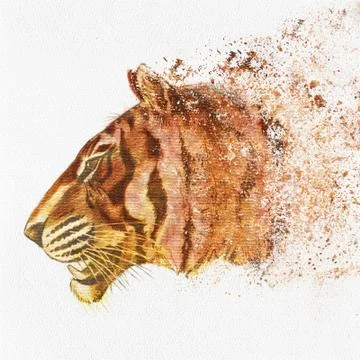 Hand Painted Tiger Head Illustrazione stock