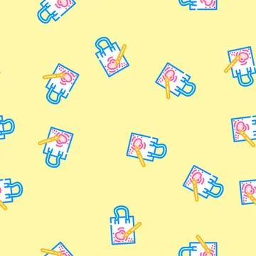 Hand painted tote bag diy fashion handmade vector seamless pattern Stock Illustration