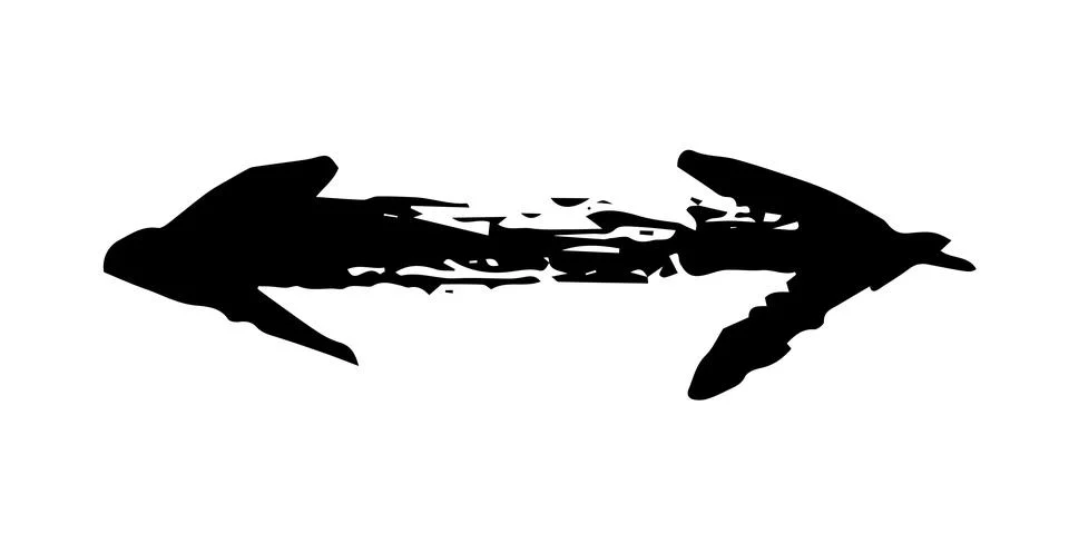 Hand painted two head arrow drawn with ink brush Stock Illustration