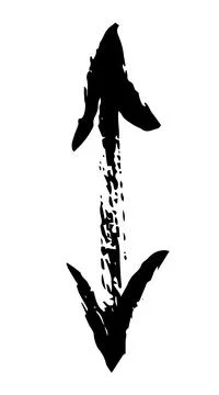 Hand painted two head arrow drawn with ink brush Stock Illustration