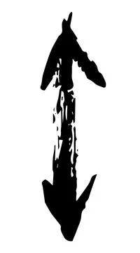 Hand painted two head arrow drawn with ink brush Stock Illustration