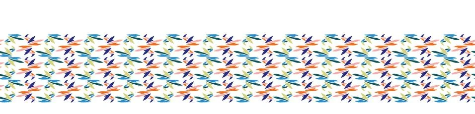 Hand Painted Vector Summer Bloom Floral Motif Seamless Banner Pattern. Classic Illustration