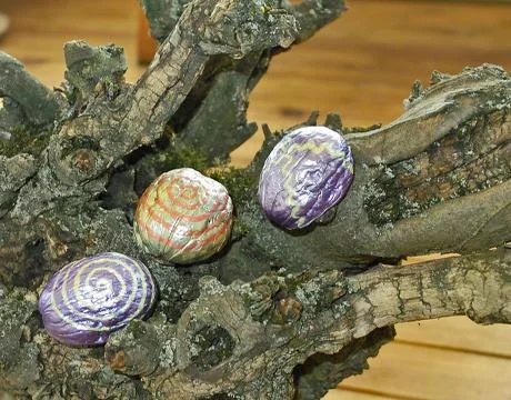 Hand painted walnuts shells Stock Photos