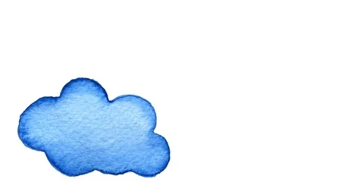 Hand painted watercolor cloud isolated on transparent background Stock Footage 70997626