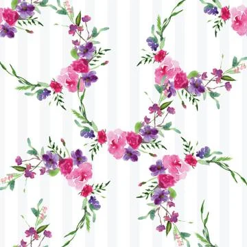 Hand-painted Watercolor pattern of a branch with flowers pink Magnolia flower Illustrazione stock