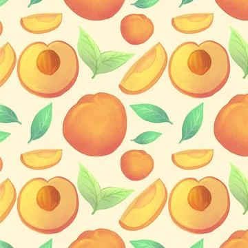 Hand painted watercolor peach pattern Stock Illustration
