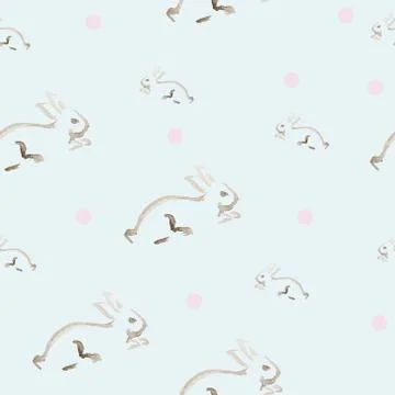 Hand painted watercolor rabbit pattern Illustrazione stock