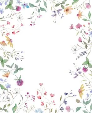 Hand painted watercolor vector frame with clover. Stock Illustration