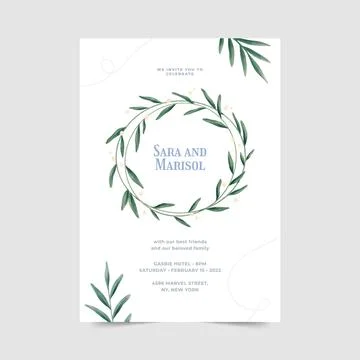 Hand painted wedding invitation template Stock Illustration