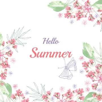 Hand Painted Wildflower floral pattern Stock Illustration