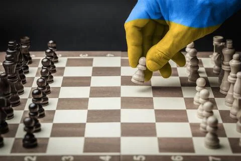 Hand painted yellow blue paste figure forward Stock Photos