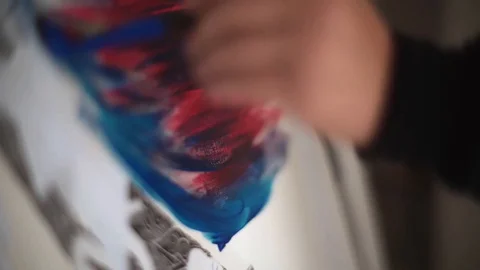 Hand Painting Close up Vídeo Stock 127614583