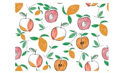 Hand painting Fruit pattern design. Illustrazione stock