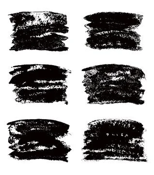 Hand painting square design elements. Set of black color grunge copy space Stock Illustration