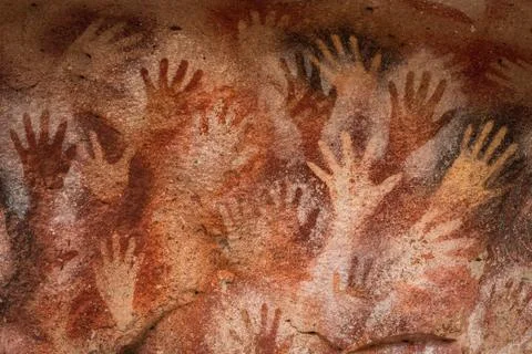 Hand Paintings at Cueva de Las Manos in Santa Cruz Province, Patagonia Argentina Stock Photos