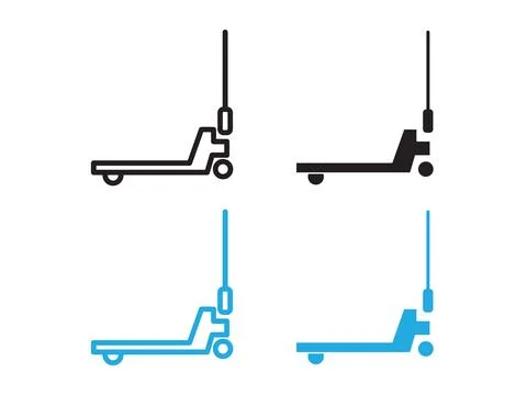 Hand pallet jack icon (2) black and white vector outline sign Illustration