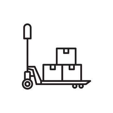 Hand pallet jack icon Black line art vector logo 스톡 일러스트