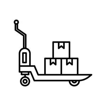 Hand pallet jack icon linear logo mark in black and white イラスト素材