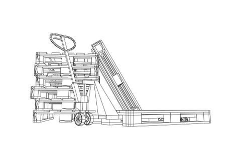 Hand pallet jack lift. Manual forklift. Stockillustratie