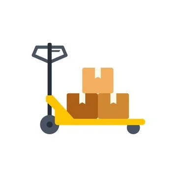 Hand pallet jack moving cardboard boxes logistics Stock Illustration