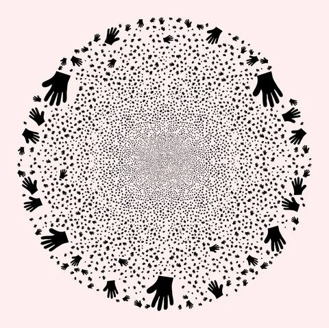 Hand Palm Icon Mosaic Exploding Round Globula Stock Illustration