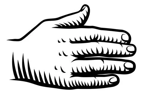 Hand Palm out Back or Rear Vintage Woodcut Style Stock Illustration