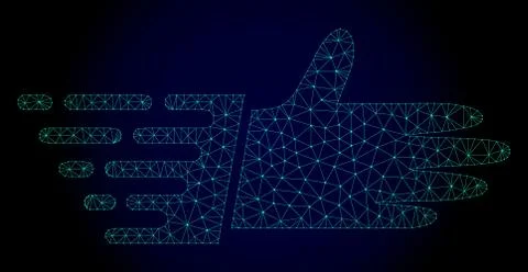 Hand Palm Polygonal Frame Vector Mesh with Fast Motion Effect 스톡 일러스트