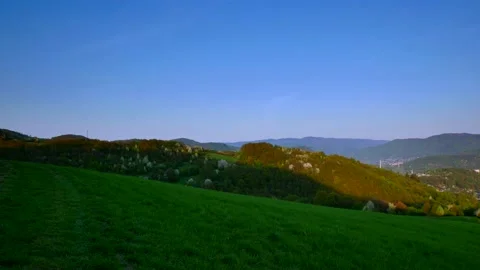 Hand panning (180°) over valley with city Ustí na Labem - Czech Republic Stock Footage 134168431