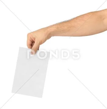 Hand with paper ballot Stock Photos