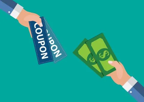 Hand with Paper Coupons Flat Design. Present, Gift, ?oupon Concept. Vector Il Stock Illustration