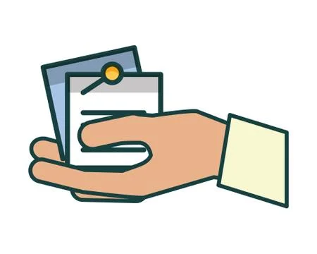 Hand with paper documents 스톡 일러스트