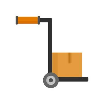 Hand parcel cart icon flat isolated Stock Illustration