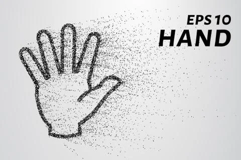 Hand from the particles. The hand consists of circles and points. Vector il.. Stock Illustration