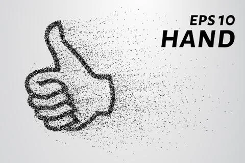 Hand from the particles. The hand consists of circles and points. Vector il.. Stock Illustration