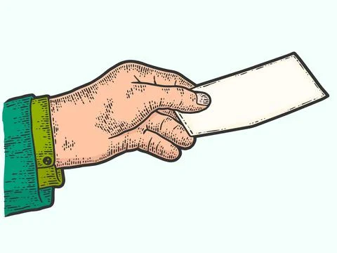 Hand passes a blank sheet of paper. Sketch scratch board imitation color. Stock Illustration