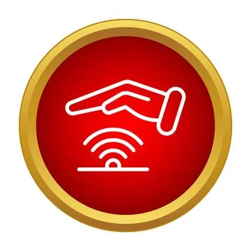 Hand passing over motion sensor detecting signal Stock Illustration