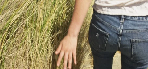 Hand Passing Through Grass 스톡 동영상 85820702