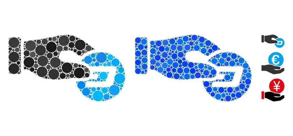 Hand Pay Dash Composition Icon of Circle Dots Stock Illustration