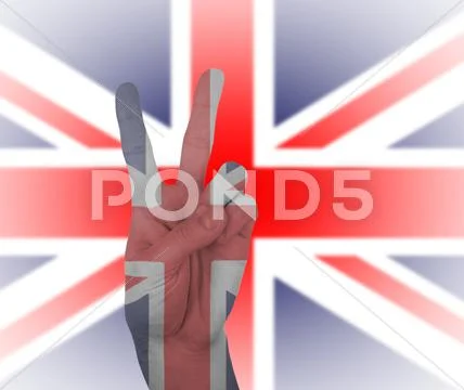Hand peace sign with flag of england Stock Illustration