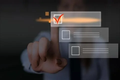 Hand Pen Check Checking Red Mark Empty Square Rectangular Shapes Digital Screen Stock Photos