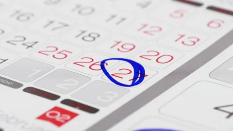 Hand with a pen mark on a calendar date. Stock Footage 156037476