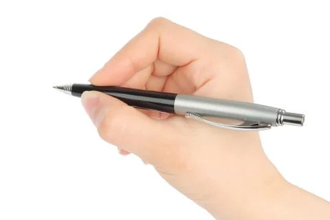 Hand with pen Stock Photos