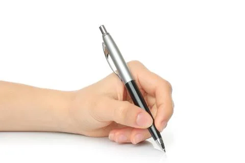 Hand with pen Stock Photos