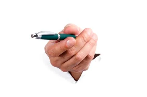 Hand with pen Stock Photos