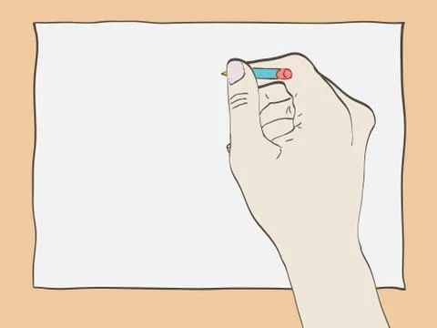 Hand with pencil drawing Stock Illustration