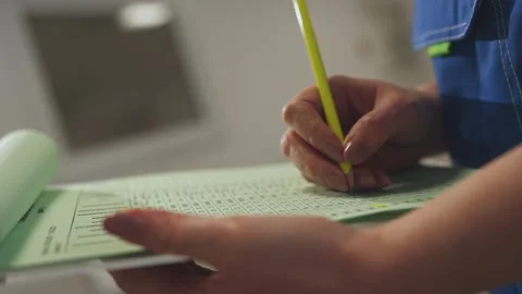 Hand with a pencil records the readings, write with a pencil Stock Footage 244510337