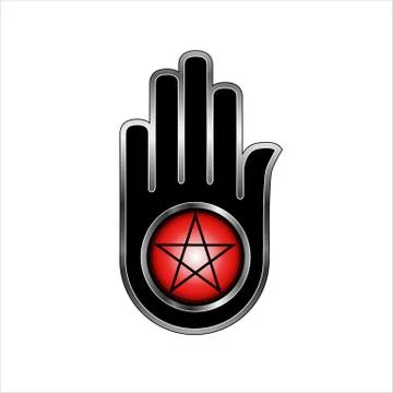 Hand with a Pentacle-Symbolizes both violence and non violence Stock Illustration