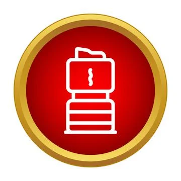 Hand pepper mill outline icon in red coin Stock Illustration